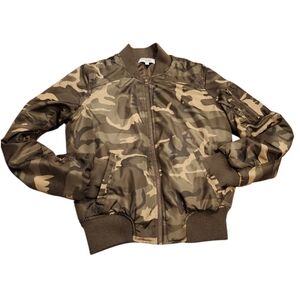 Charlotte Russe Camo‎ Bomber Jacket Women Sz XS Military Streetwear Zip Jacket